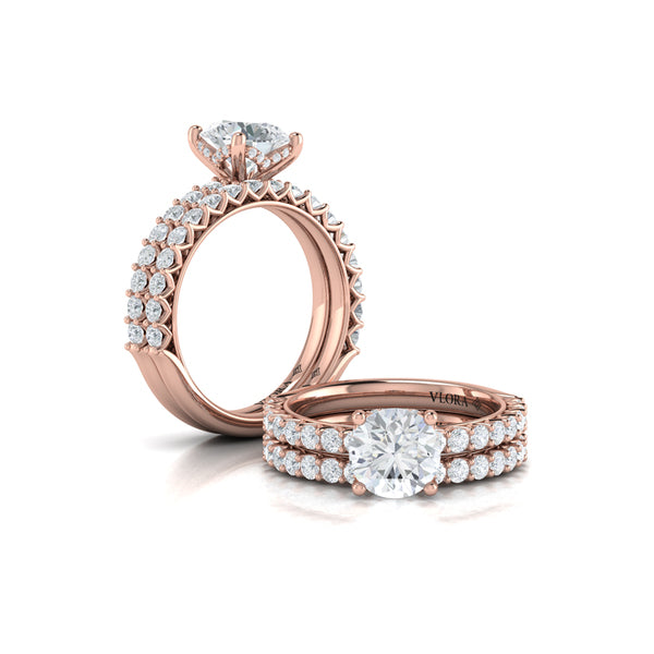 Woven Elegance Hidden Halo Round Engagement Ring