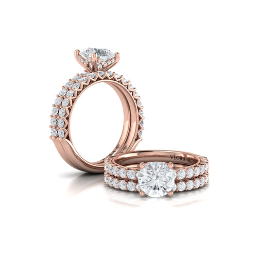 Woven Elegance Hidden Halo Round Engagement Ring