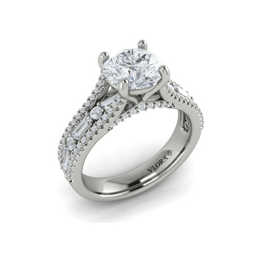 Round Classic Engagement Ring in Platinum by Vlora Bridal