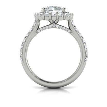 Round Halo Engagement Ring in Platinum by Vlora Bridal