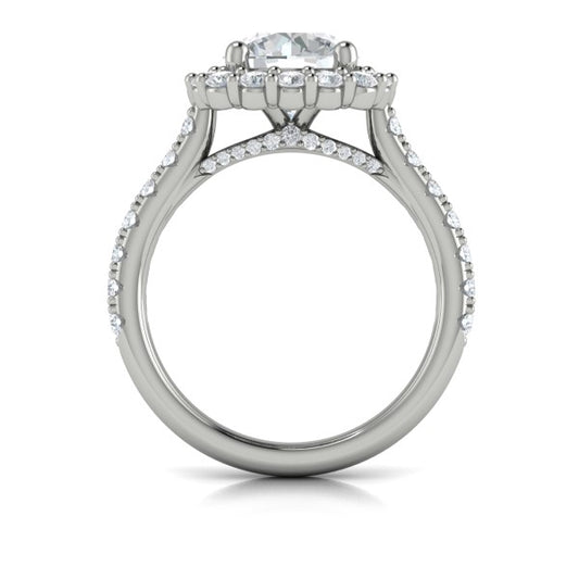 Round Halo Engagement Ring in Platinum by Vlora Bridal