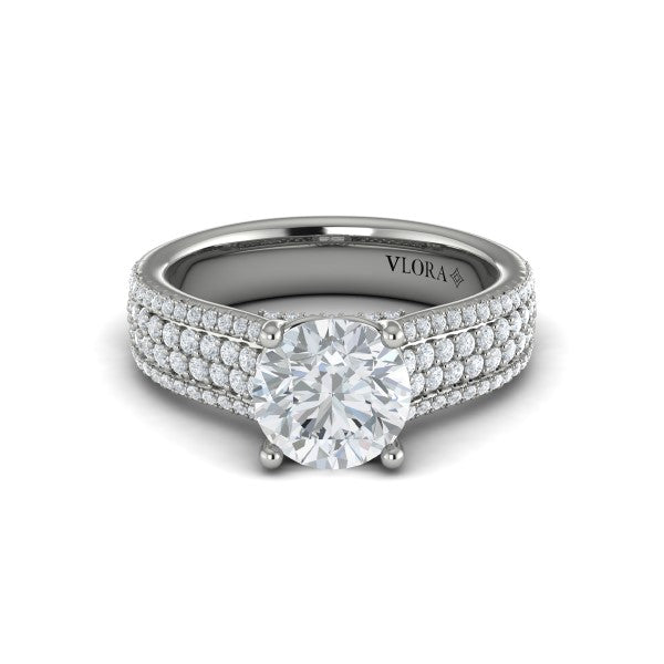 Round Classic Engagement Ring in Platinum by Vlora Bridal