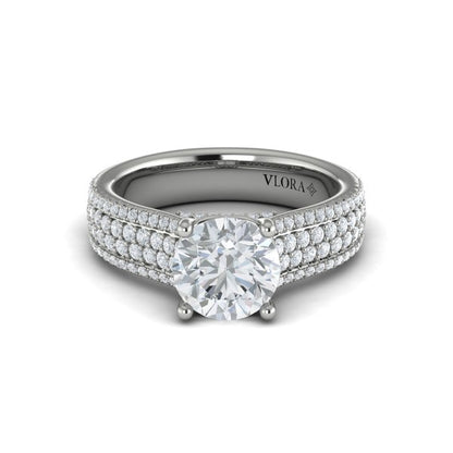Round Classic Engagement Ring in Platinum by Vlora Bridal