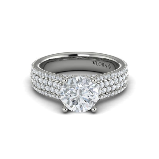 Round Classic Engagement Ring in Platinum by Vlora Bridal