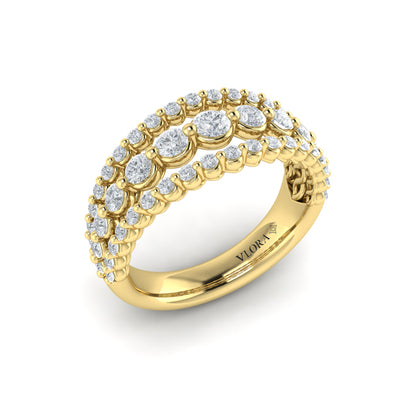 Diamond Three Row Ring