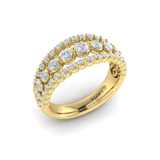 Diamond Three Row Ring