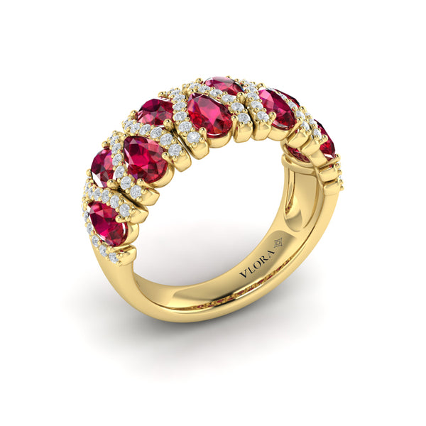 Multi Diamond and Ruby Statement Ring