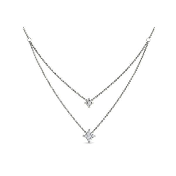 Two Row Diamond Vlora Star Pendant Necklace