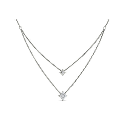 Two Row Diamond Vlora Star Pendant Necklace