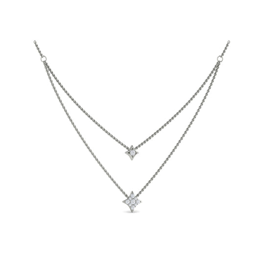 Two Row Diamond Vlora Star Pendant Necklace