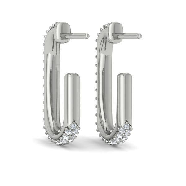 Diamond Elongated Hoop Earrings