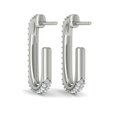 Diamond Elongated Hoop Earrings