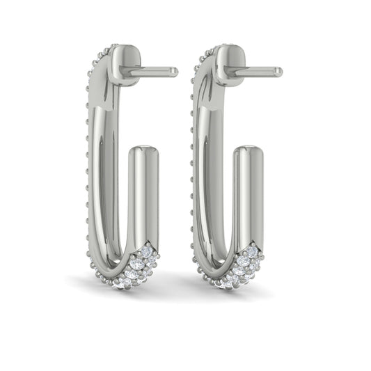 Diamond Elongated Hoop Earrings