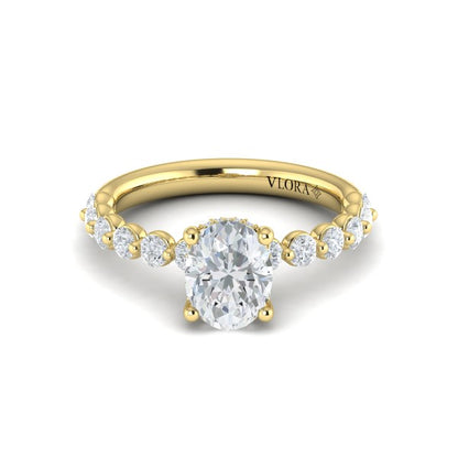 Classic Oval Engagement Ring with Floating Diamond Band