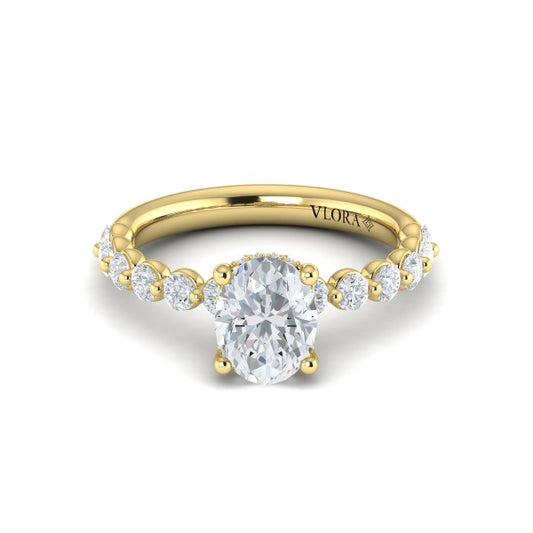 Classic Oval Engagement Ring with Floating Diamond Band