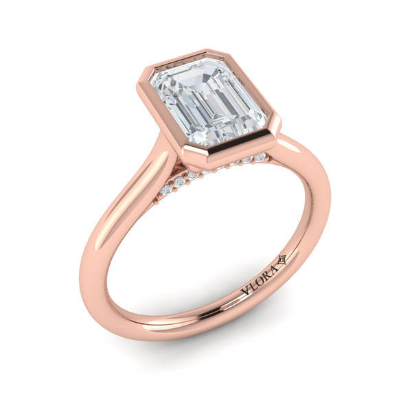 Singular Emerald Cut Bezel Engagement Ring