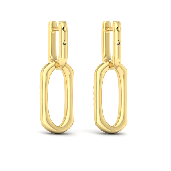 Diamond North South Open Oval Pendant Link Earrings