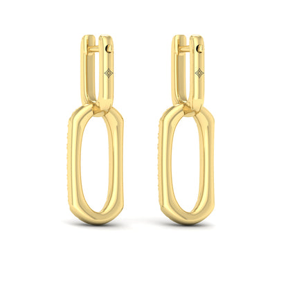 Diamond North South Open Oval Pendant Link Earrings