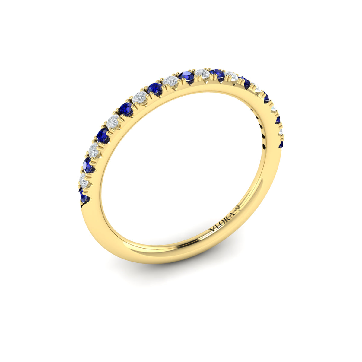 Slim Sapphire and Diamond Stackable Band