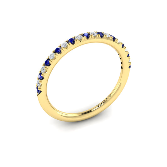 Slim Sapphire and Diamond Stackable Band