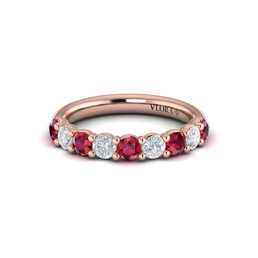 Classic Ruby and Diamond Stackable Band