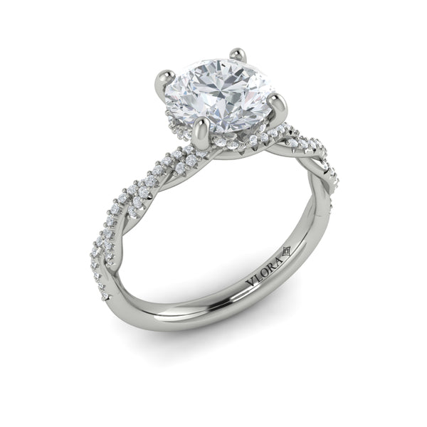 Round Classic Engagement Ring in Platinum by Vlora Bridal