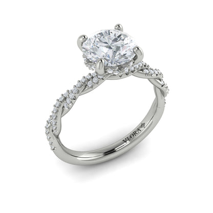 Round Classic Engagement Ring in Platinum by Vlora Bridal