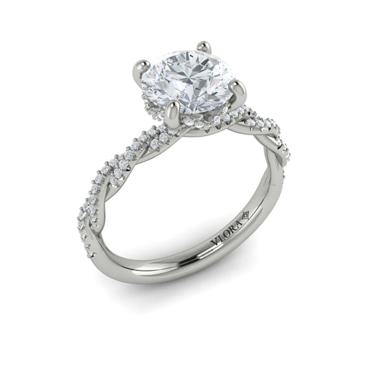 Round Classic Engagement Ring in Platinum by Vlora Bridal