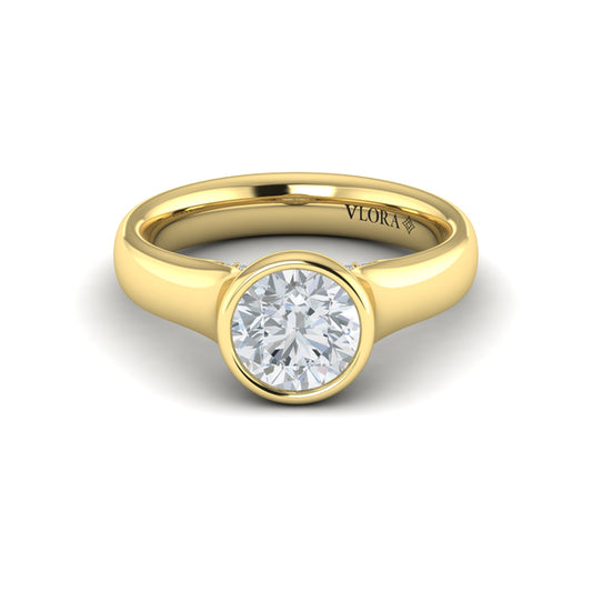 Contoured Bezel Diamond Engagement Ring