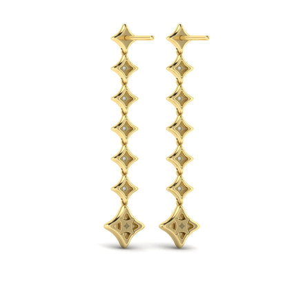 Diamond Vlora Star Long Drop Statement Earrings