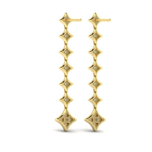 Diamond Vlora Star Long Drop Statement Earrings