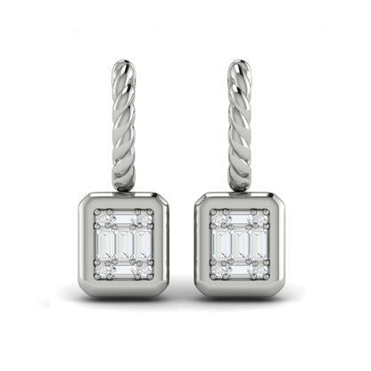 Multi Baguette and Round Diamond Drop Earrings