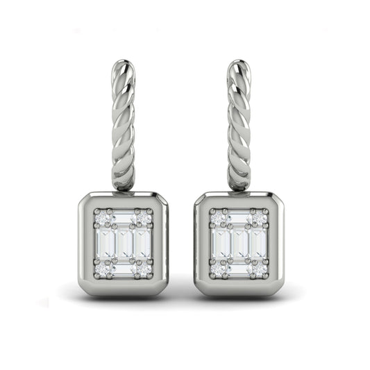Multi Baguette and Round Diamond Drop Earrings