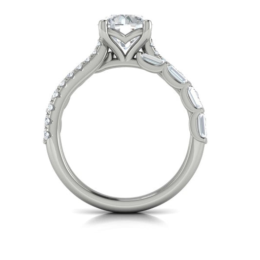 Round Classic Engagement Ring in Platinum by Vlora Bridal