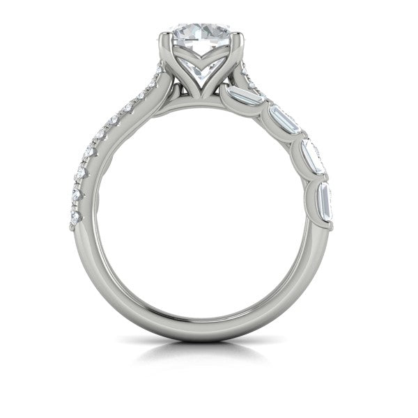 Round Classic Engagement Ring in Platinum by Vlora Bridal