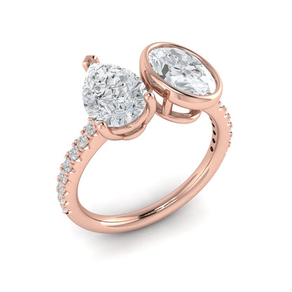 Duet Pear and Oval Two Stone Engagement Ring