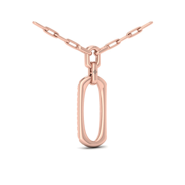 Diamond North South Open Oval Link Necklace