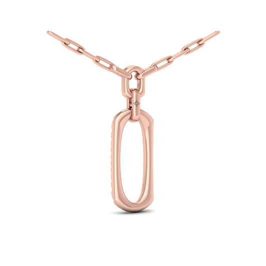 Diamond North South Open Oval Link Necklace