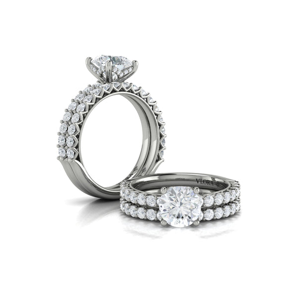 Woven Elegance Hidden Halo Round Engagement Ring