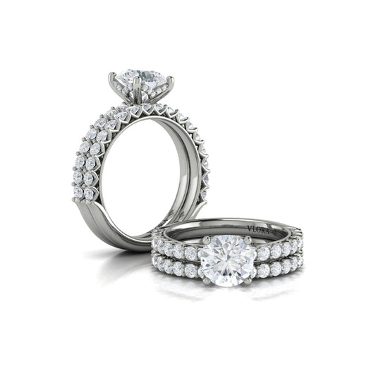 Woven Elegance Hidden Halo Round Engagement Ring