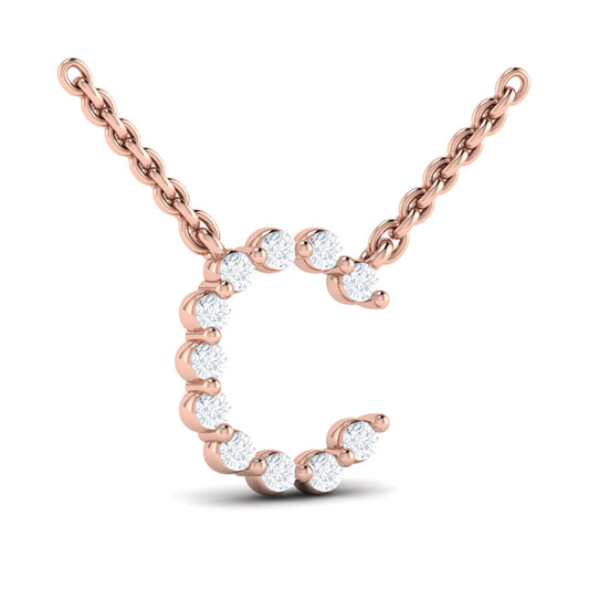 Diamond Alphabet Pendant Necklace, C