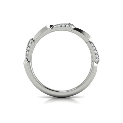 Geometric Pavé Diamond Band