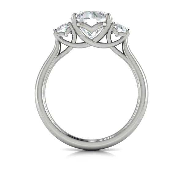 Round Three Stone Engagement Ring in Platinum by Vlora Bridal