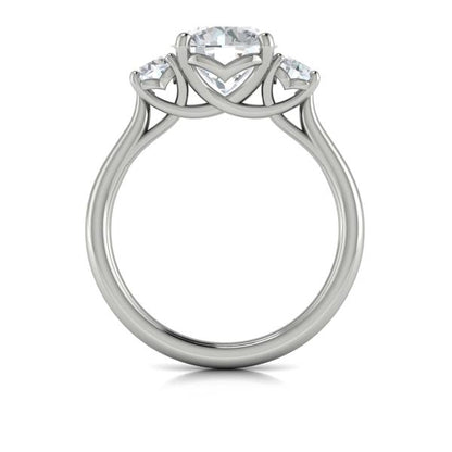 Round Three Stone Engagement Ring in Platinum by Vlora Bridal