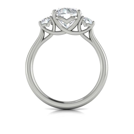 Round Three Stone Engagement Ring in Platinum by Vlora Bridal