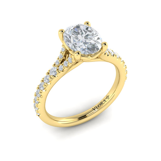 Splendid Cathedral Split Shank Oval Engagement Ring