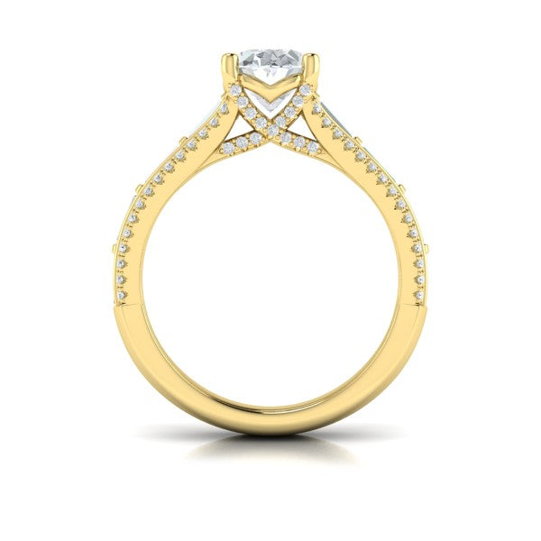 Oval Classic Engagement Ring in 14K Yellow Gold by Vlora Bridal