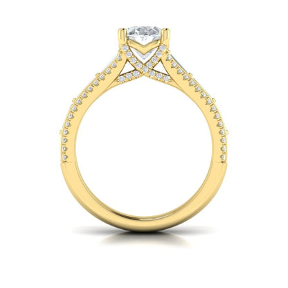 Oval Classic Engagement Ring in 14K Yellow Gold by Vlora Bridal