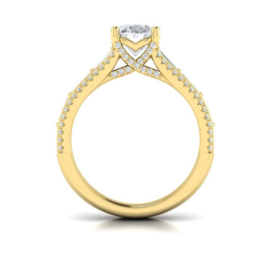 Oval Classic Engagement Ring in 14K Yellow Gold by Vlora Bridal