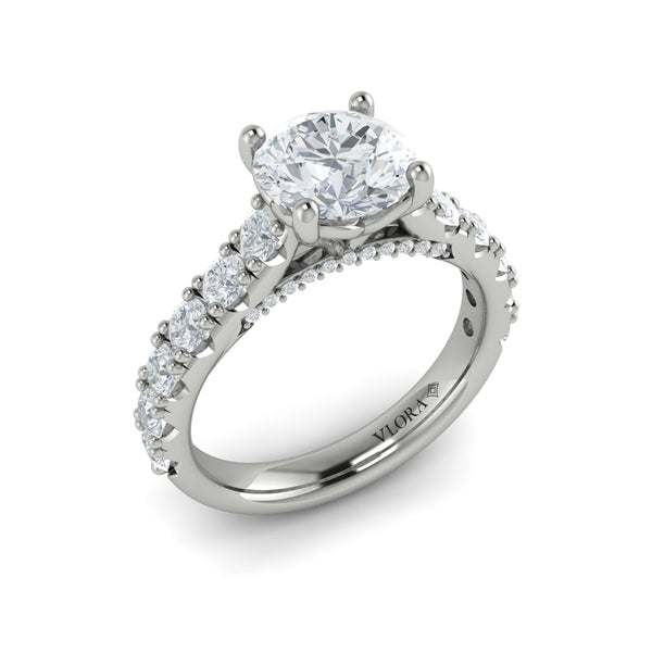 Round Classic Engagement Ring in Platinum by Vlora Bridal